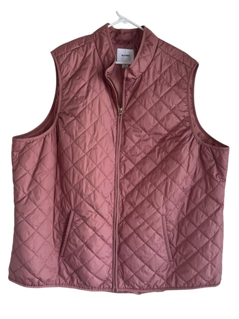 Old Navy Diamond Quilted Full Zip Vest Plus 4X Dusty Pink Boho Gorpcore